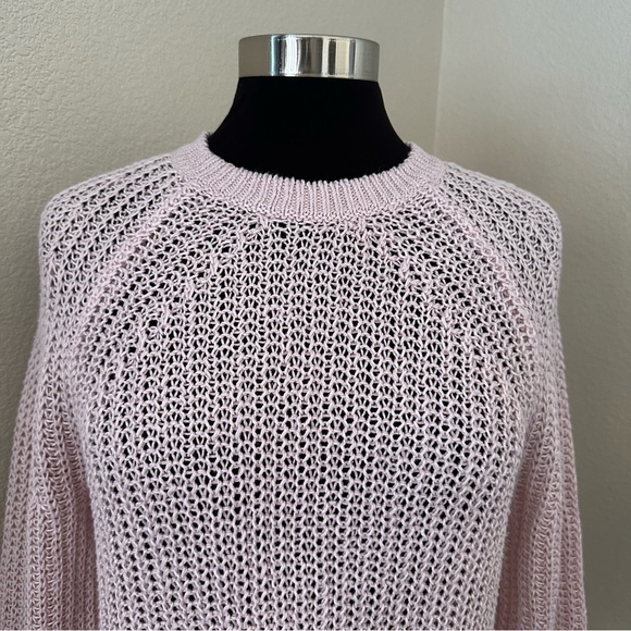 J.Crew Baby Pink Relaxed Fit 100% Linen Beach Knit Pullover Sweater Size S - Picture 4 of 12